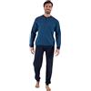 Leo Corsetteria Pigiama Lungo Uomo 100% Caldo Cotone Serafino con Bottoni Taschino e Polsini. Avio Taglia S FBA