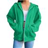 Generic Felpe da donna a maniche lunghe con zip con cappuccio leggere casual a maniche lunghe con tasche cappotti con cappuccio larghi abiti, Verde C, L