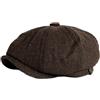 WOUND Coppola Uomo Berretto da Strillone retrò Berretto Gatsby con Visiera in Cotone da Uomo Kaki Berretto Piatto Ottagonale Vintage Primavera Estate Maschile, Coffee2,55-58Cm