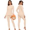 WOWENY Biancheria intima termica da donna in pile, biancheria intima invernale calda, funzionale, con colletto alto e pantaloni termici, leggings per tutti i giorni, sci, escursionismo
