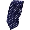 TigerTie - Cravatta sottile di design, in seta, con motivo a pois blu scuro, argento e bianco. Taglia unica