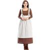 helymore Abito da donna con grembiule e sciarpa, set da pellegrini, per adulti, colonial vittoriano, per Halloween, carnevale, feste