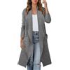 Suncadmious Cappotto Cardigan Allentato a Maniche Lunghe con Bottoni Eleganti con Risvolto Lungo da Donna Cardigan in Puro Colore Cappotto Medio Lungo con Giacca Tascabile (Grigio Scuro,XXL)