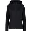 CMP Felpa Donna con Tessuto Tecnico Full Zip con Cappuccio in 4 Way Stretch - 32C8386 (M, Nero)