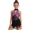 Moggemol Abito Danza Latino Americano Bambina Vestito Ballo Latino Bambina Pettini Abito da Ballo Americano Tango Vestito da Danza Latina Viola 9-10 Anni