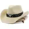 AHDMR Panama - Cappello da sole da uomo, donna, cappello da cowboy western, pieghevole, cappello di paglia, ampio bordo, protezione solare, cappello Fedora estivo, per spiaggia, viaggi, vacanze, pesca
