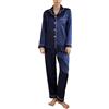 Heersan Pigiama Donna in Raso con Bottoni, Pigiami Due Pezzi a Maniche Lunghe, Set Camicia e Pantaloni Lunghi, Abbigliamento da Notte, Elegante Comodo Sleepwear