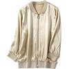 Adhdyuud Giacche in Seta di Gelso da Donna Cappotto Bomber con Zip Tinta Unita Top Comodo Capospalla per Ufficio Champagne L