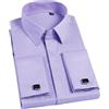BoShiNuo Camicia da uomo a maniche lunghe slim fit a righe Business Suit Windsor collare francese gemelli camicia per uomo