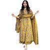 Aizza Trends Cotone da donna Febric Hand Block Floral Print Kurti con Plazzo stampato e Dupatta Set, Mustred, X-Large