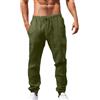 Generico Pantaloni Uomo Lino - Larghi Vita Elastica Classico Cotone di Lavoro Palestra Estivi Baggy Casual in Tinta Unita Leggeri con Taglio Largo Coulisse per Vacanze Spiaggia Uso Quotidiano