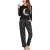 Aseniza Pigiama Donna Invernale Cotone Lungo Manica Lunga Pigiama da Donna con Tasca Due Pezzi Pigiami S-XXL