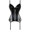 Niiyyjj Corsetto da donna in pelle, lingerie traspirante, con reggicalze in pizzo, abbigliamento esotico, Nero , M