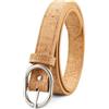 Corkor Cintura da donna in sughero, in pelle vegana, regolabile, nera, larghezza 25 mm, Marrone chiaro, XL - (Fits waist 39-42)