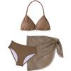 Happy Cherry - Bikini per bambine e ragazze, costume da bagno per adolescenti, per nuoto, spiaggia, surf, set di costumi da bagno, tankini, estate, 3 pezzi, 8-14 anni, marrone, 11-12 Anni