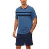 Marvmys Pigiama da Uomo Set Corto Estate Set a Colori Contrastanti Collo Rotondo Top a Maniche Corte e Pantaloncini con Tasca S-3XL
