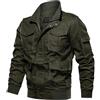 Bauzuoyo Giacca militare da uomo con colletto alto, giacca da aviatore, giacca con molte tasche, cargo, per attività all'aria aperta, antivento, da lavoro, per l'autunno, verde, XXL