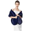BEAUTELICATE Scialle Stola Donna Pelliccia Scialli Sciarpa Coprispalle Elegante per Matrimonio Invernale Cerimonia Sposa Damigella (Aggiornato - Blu navy,Taglia unica)