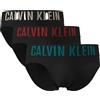 Calvin Klein Hip Brief 3Pk 3YN - Black W Oatmeal Logo Black Small