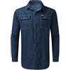 Kobilee Camicia Jeans Uomo Elegante No Stiro Camicetta Abbigliamento da Lavoro Taglie Forti Camicia Jeans Cotone Manica Lunga Camicia Cowboy Slim Fit Camicia Denim