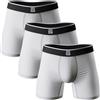 Giovici Boxer da uomo in bambù, anti sfregamento, morbidi e confortevoli, gamba lunga, confezione multipla - tecnologia traspirante, bianco, XL