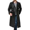 Fashion_First Trench nero da uomo classico ufficiale tedesco secondo la seconda guerra mondiale uniforme militare, Vera pelle nera., M