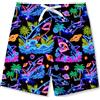 Kids4ever Costume da Bagno per Bambini Neon Shark con Stampa 3D Pantaloncini da Bagno Estivi per Bambini ad Asciugatura Rapida Traspiranti Hawaii Vita Regolabile 9-10 Anni