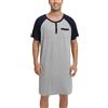 Enjoyoself Maglie Pigiama Maniche Corte Camicie da Pigiama da Uomo in Cotone per Primavera Autunno-Grigio/XXL