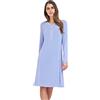 Leo Corsetteria Camicia da Notte Elegante Viscosa Manica Lunga Serafino. Marca Linclalor Taglia 48 Colore 96 Blu