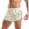 Amy Coulee Boxer da uomo in raso setoso, biancheria intima per dormire, con spacco laterale, sexy, con elastico in vita