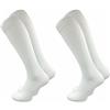 GAWILO Calze da uomo retrò al ginocchio (2 paia), 78% cotone, calze lunghe al ginocchio, look sportivo con fascia confortevole, senza scivolare, bianco, 47-50