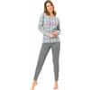 Il Granchio Pigiama Donna Invernale, Pigiama Donna Caldo Cotone (6025 Grigio, XL)