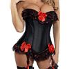 Kelvry Donne Gothic Raso Lace up Boned Corsetto Corpetto Bustino Top con Sospensioni Plus Size S-6XL