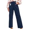 Generic Pantaloni da donna in velluto a coste alla moda a vita alta con doppio bottone in velluto a coste pantaloni vintage a gamba dritta pantaloni elasticizzati autunno inverno casual pantaloni da lavoro