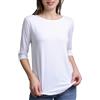 EGI Maglia Donna Manica Tre Quarti Viscosa Elasticizzata Sottogiacca Elegante Scollo Tondo Maglietta 3/4 Casual Primavera Autunno Morbida, Art. 2133 (IT, Testo, L, XL, Regular, Regular, Bianco)