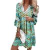 shownicer Abito Camicetta da Donna 3/4 Manica Corta Abito V Collo Casual Bluse Tunica Mini Sciolto Camicie Top Donna Ampia Vestiti Donna Verde M
