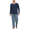 Litherday Pigiama da Uomo Pigiama Invernale da Uomo Pigiama Lungo da Uomo Pigiama in Cotone da Uomo Pigiama a Maniche Lunghe da Uomo Pigiama da Uomo con Coulisse e Tasche 2 Pezzi, S-XXL