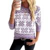 Demegimi Maglioni Natalizi Pullover Natale Maglietta a Manica Lunga Donna Maglione Natalizio Fiocco Neve Alce Girocollo Donna a Maniche Lunghe Maglione Festa Natale