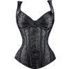 Generico Corsetto Donna Nero Overbust Elegante Vintage Cintura Corset Medievale Push Up Halloween Bustino Elastica Stringivita Bustini Satin Lace Up Fascia Carnevale Corsetti Pirata