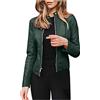 HAOLEI Giubbino Impermeabile Ecopelle Donna Giacca in Pelle Donna in Similpelle Trapuntata Giubbino Biker Giubbotto Moto Vera Pelle Leggera Bomber Giacca Causal 2024 Offerte del Giorno A10 Verde