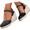 Generico Sandali Donna Estive con Zeppa Boho 35-43 EU in Rete Traspirante Traforata con Fibbia Sandali Chiuse Eleganti Cerimonia Scarpe Casual Chic Comode per Casa Lavoro Sera Festa Vacanze Spiaggia,
