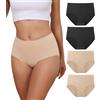 Dumwis Mutande Donna Cotone Vita Alta Slip Donna Cotone Pacco da 4 Traspirante Culotte Donna Comode Mutandine Elasticizzato Morbide Intimo (S-3XL)