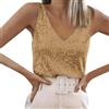 Generic Top scintillante da donna, paillettes, senza maniche, colore pieno, brillante, adatto per occasioni speciali