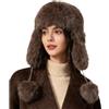 ITODA Cappello da donna in finta pelliccia, invernale, antivento, russo Ushanka, cappello termico in peluche con paraorecchie, cappello cosacco alla moda, cappello bomber per signore ragazze corsa