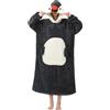 Luojida Felpa Plaid con Cappuccio Animale Coperta Portatile Unisex Coperta Indossabile Donna Oversize Plaid con Maniche Uomo, Stile 2., Taglia unica