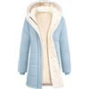 CMTOP Giacca Invernale Donna Foderati in Pile Caldo Lungo Cappotto Impermeabile Antivento Trapuntata Giubbotto Casual Elegante Parka Classico Giaccone con Cappuccio, Zip e Tasche(Blu,L)