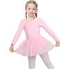 Sunny Fashion Ragazza Vestito da Balletto Leotard Bambina Pizzo Manica Lunga Balletto Danza Ginnastica 4-10 Anni