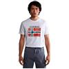 NAPAPIJRI T-Shirt Uomo S-Guiro Nero Manica Corta Taglio Girocollo Logo e Bandiera Norvegese