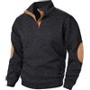 Generic Maglioni da uomo, felpe casual a maniche lunghe, polo a collo alto, maglioni da uomo, felpe con bottoni, top sportivi alla moda, autunno inverno, Nero , M