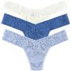 Hanky Panky Daily Lace Low Rise Thong - Mutande Donna in Pizzo Elasticizzate, Set 3 Pz, Tanga Donna con Vita Bassa - Slip Donna Cotone e Nylon, Lingerie per Completo Intimo Donna, Taglia Unica